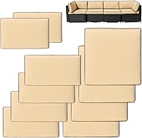 Vista 11 de 10 fundas de cojín de repuesto a prueba de salpicaduras, resistentes a los rayos UV, con cremalleras, máximo compatible con cojines de patio de 25.6