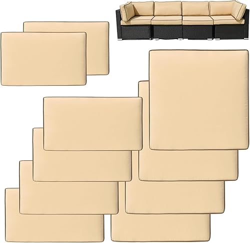 Miniatura 11 de 10 fundas de cojín de repuesto a prueba de salpicaduras, resistentes a los rayos UV, con cremalleras, máximo compatible con cojines de patio de 25.6