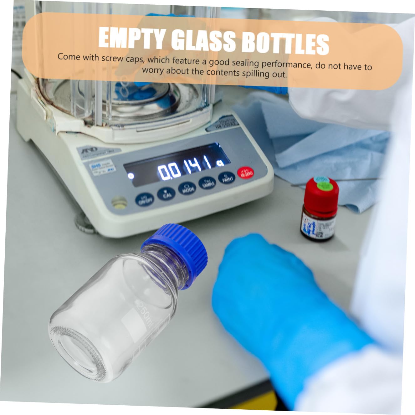 ERINGOGO 4 Stck Reagenzflasche mit Schraubverschluss Graduierte Transparente Laborflaschen mit Blauen Deckeln aus Bruchsicherem Material Dicht Verschließbar Wiederverwendbar für