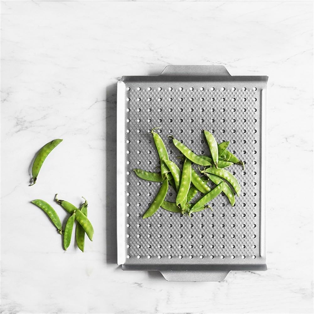 Cestello antiaderente rettangolare per barbecue, per grigliare verdure, carne, pesce, in acciaio al carbonio, 40 x 26 cm