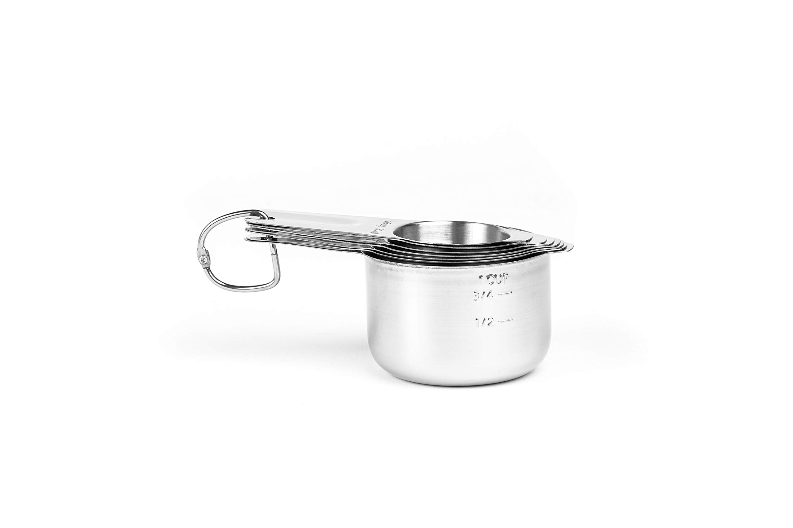 Taza Kitchenware - Set di 13 tazze e cucchiai dosatori in acciaio INOX, in metallo, durevoli, impilabili, compatti, facili da usare