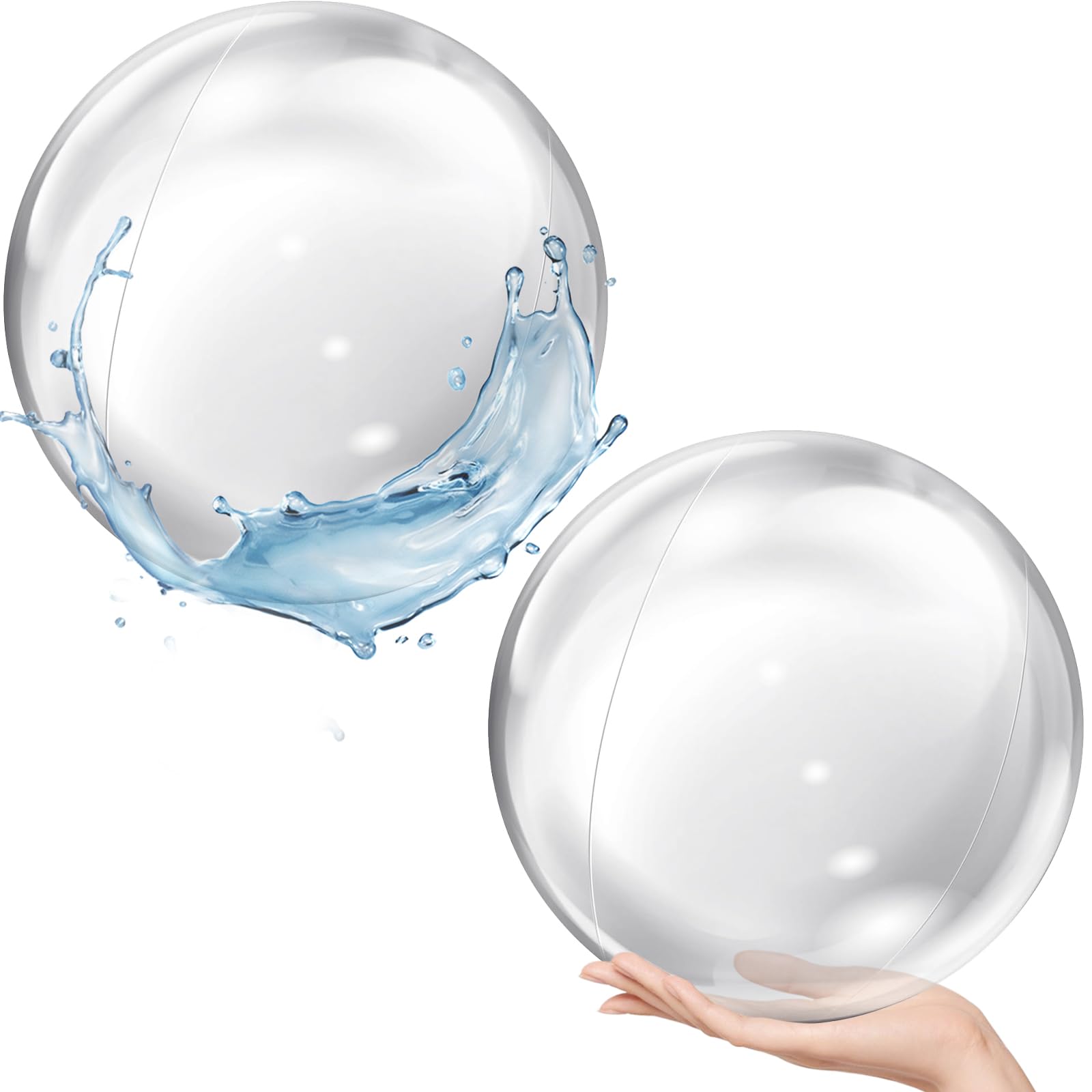 Pelota Transparente Inflable 2 Piezas Pelota Inflable Playa PVC Pelota Piscina Hinchable para Juguetes de Playa, Fiesta de Verano