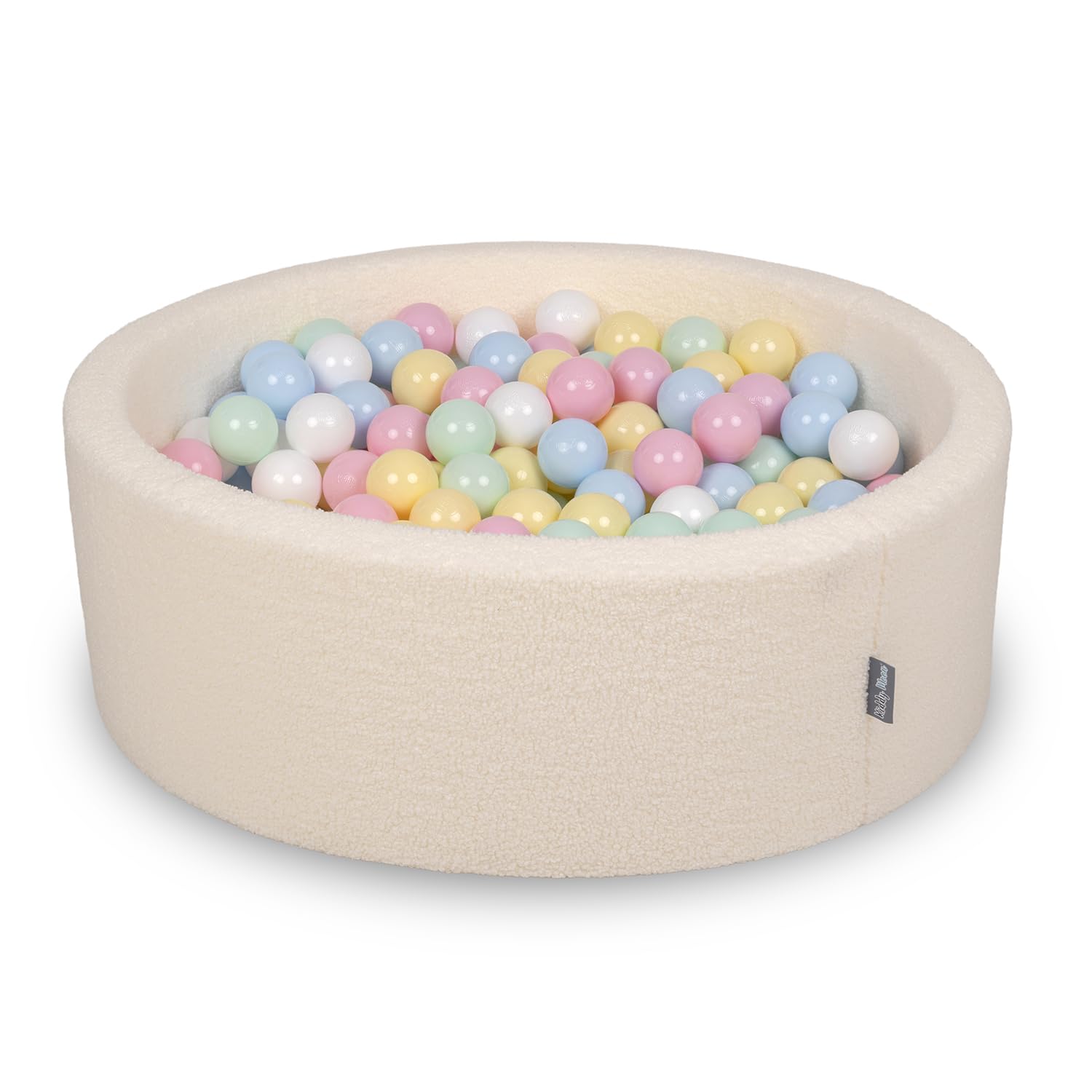 KiddyMoon Ball Pit For Baby With Teddy Plush, Large 7 Cm Balls For A Fuller Ball Pit, From 8 Months, Removable Cover