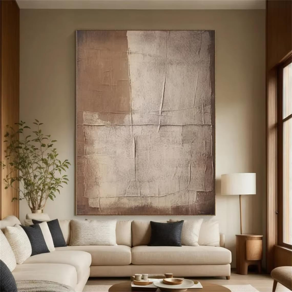 IHHGNB Large Beige Brown Abstract Boho Textured Canvas Painting Wall Pictures Modern Home Wall Art Decor(30x40cm(12x16in)/No frame)
