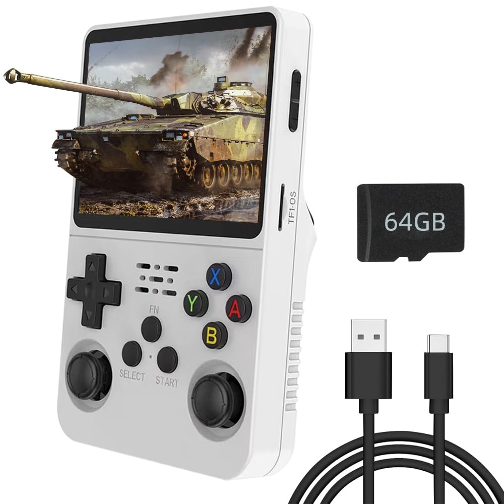 R36S Handheld Game Console, with Open Source Linux System, 64G TF Card 15000 Retro Games, 3.5-inch IPS Screen, Retro Games Console Handheld Emulator Console, 3000mAh Battery