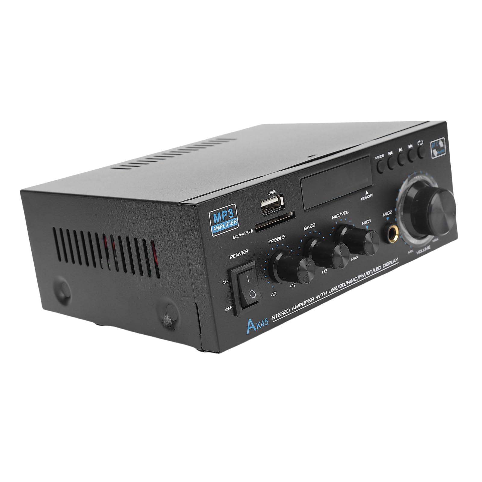 SEAFRONT 2.0-kanałowy Wzmacniacz Stereo Potężny Amplituner do Kina domowego. Gniazdo Karty Pamięci USB i Gniazdo Wejściowe AUX (wtyczka UE)