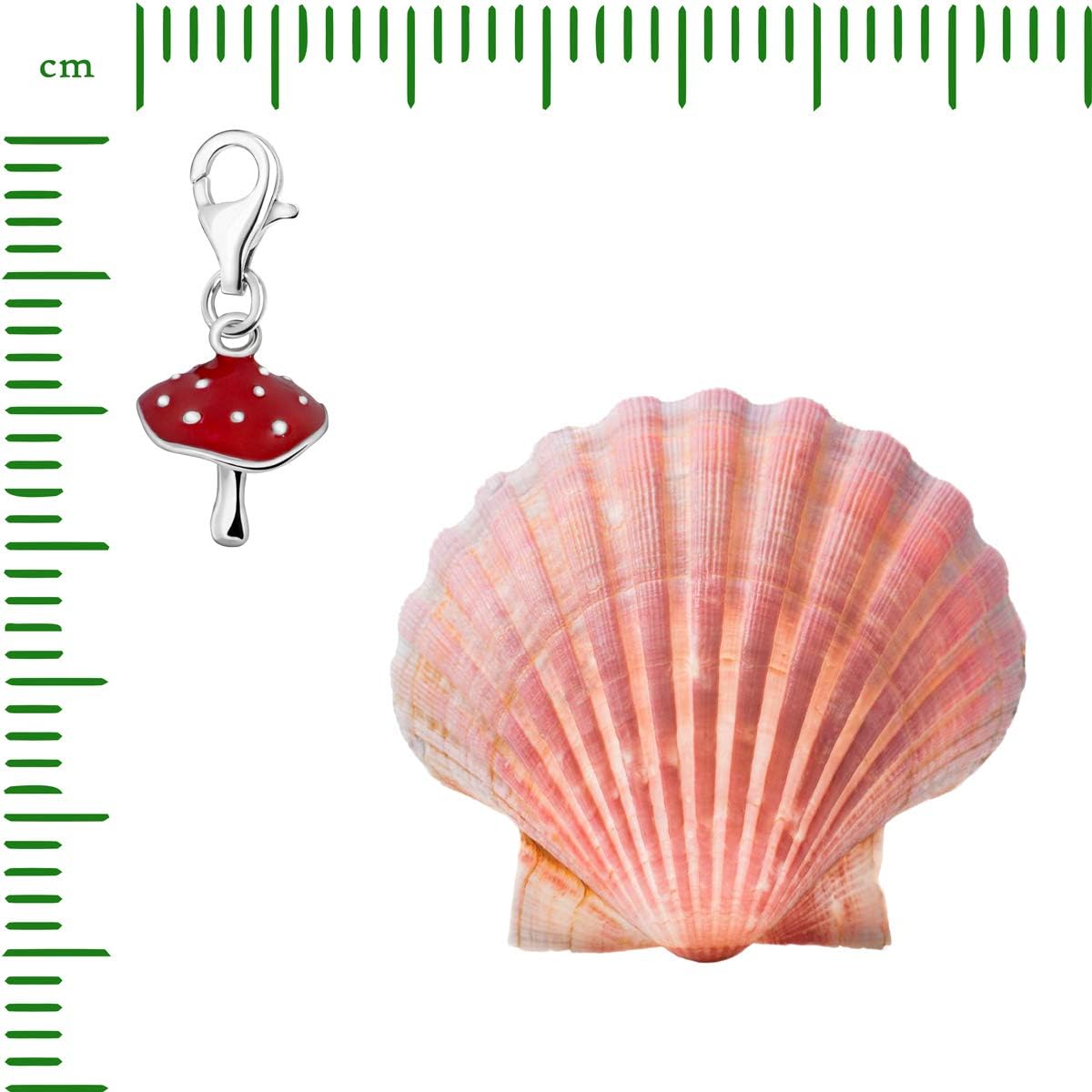 Quiges Red Enamel 3D Mushroom Clip On Charm Pendant Silver Plated Women's Jewellery - Image 5