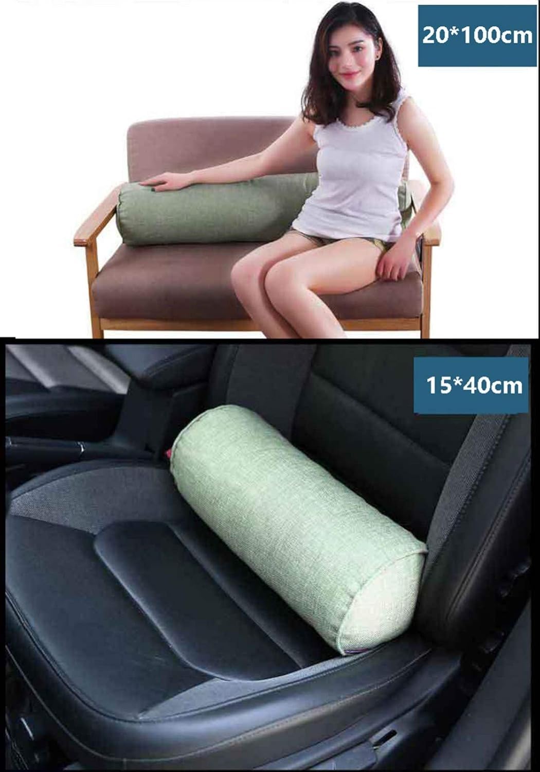 Rundes Nackenrollen-zylinderpolster-körperkissen Mit Abnehmbarem, Waschbarem Bezug, Ergonomisch Geformte Entlastung Von Rücken, Nacken Und Wirbelsäule Während des Schlafs, 2, 15 * 60cm