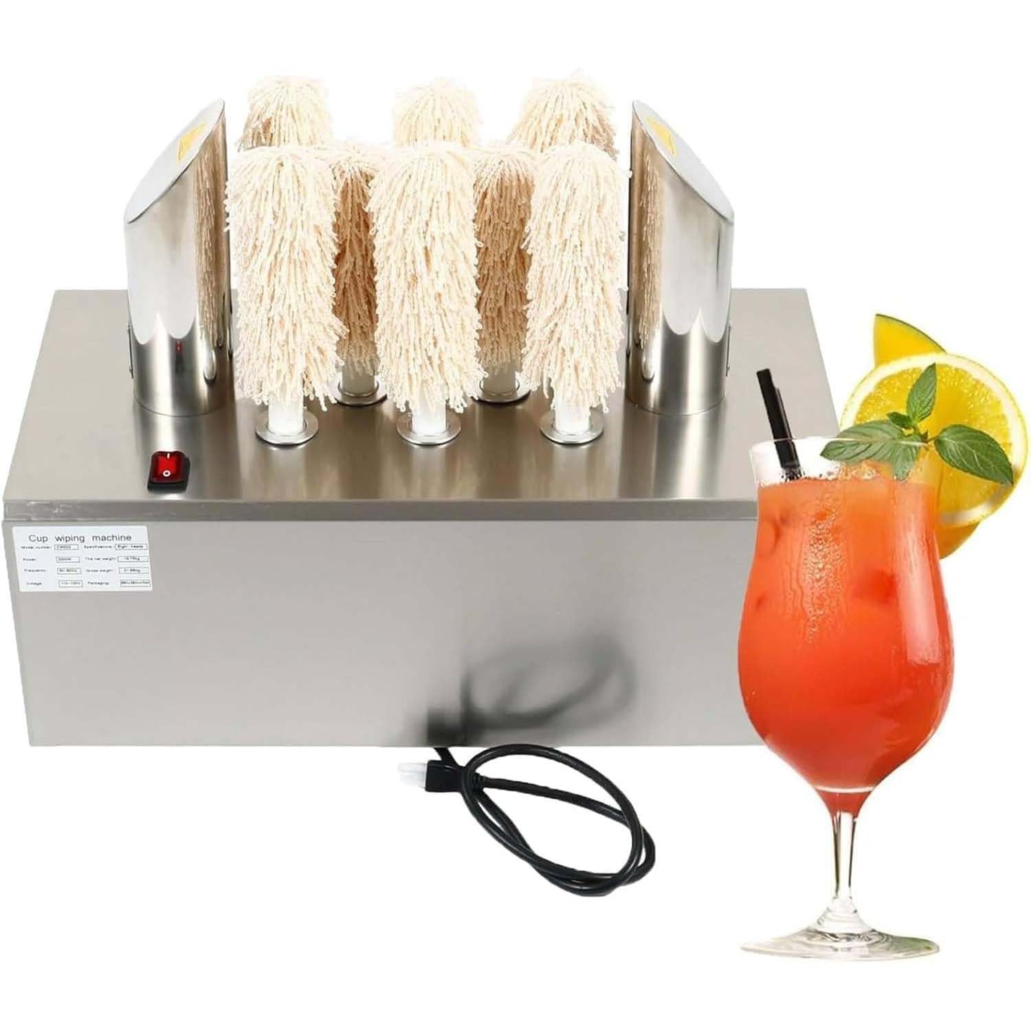 Polisseuse Électrique Pour Ver-res À Vin Avec Séchoir Automatique. Machine Professionnelle De Polissage De Ver-res À Vin (330/660 Verres/h). Nettoyage À 360° Sans Angl Morts(8Head)