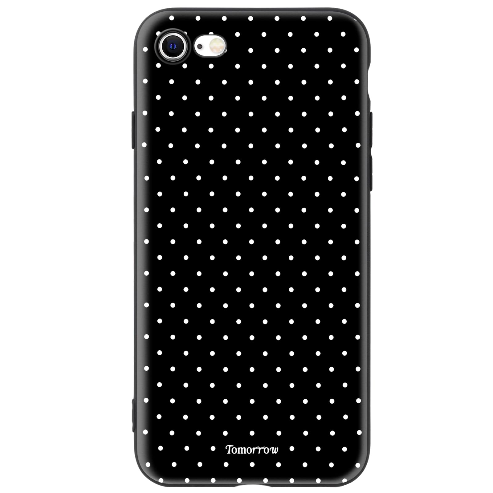 Cute Polka Dot Phone Case for iPhone 7/8, Girly iPhone SE 2020/2022 Cases, Aesthetic Design Matte Finish Soft Touch TPU Anti Fingerprint Shockproof Cover for Girls Women, Black