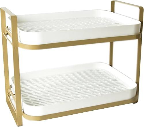 TITA-DONG Soporte de taza de café de doble capa para encimera, estante de almacenamiento de tazas de té de gran capacidad, organizador de