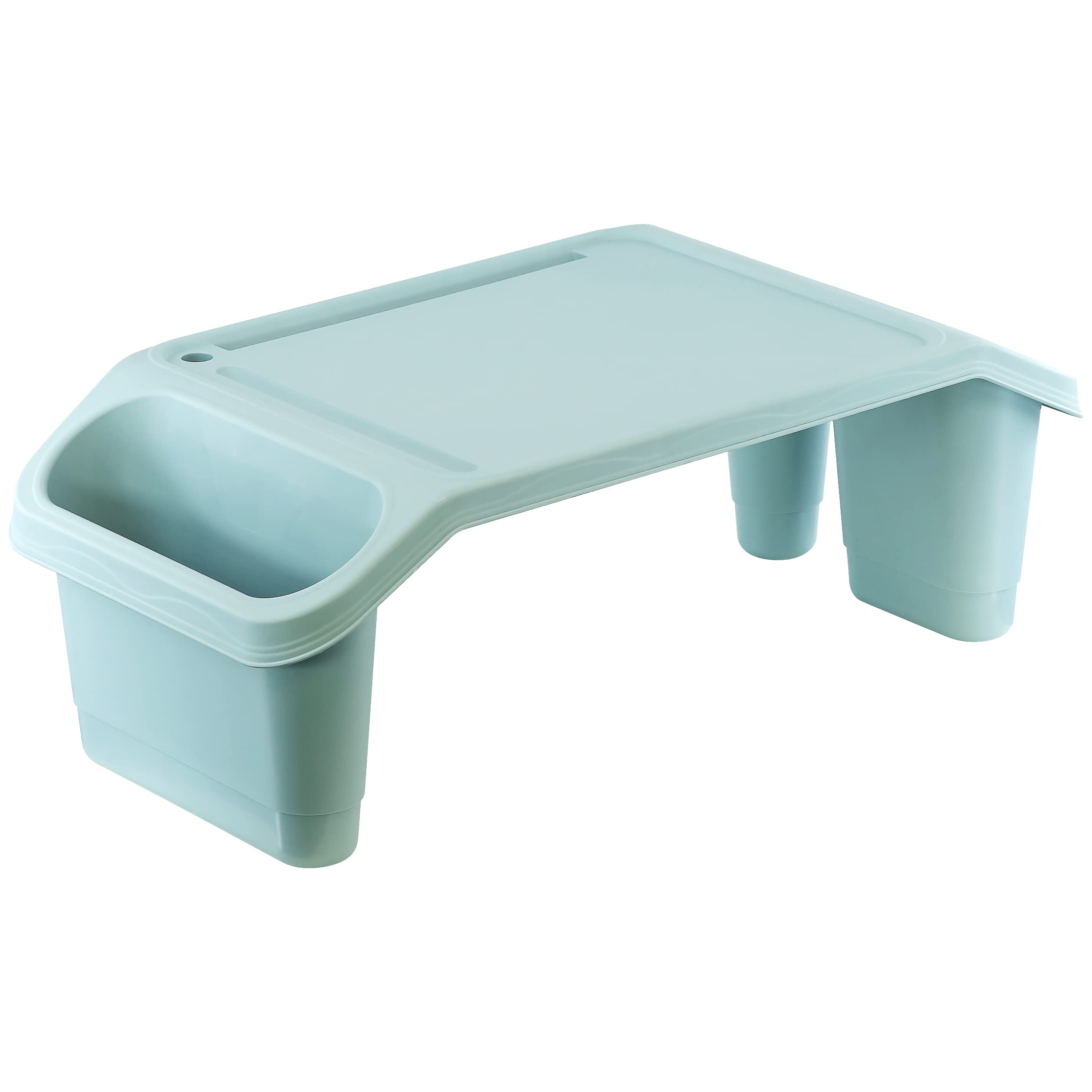 Geezy Blue Portable Bed Tray Table, - Multipurpose Lap Tray Desk With Storage Pockets - Stackable & Lightweight Laptop Bed Table For Colouring, Activities, Breakfast, Crafts, Sofa, Kids & Adults