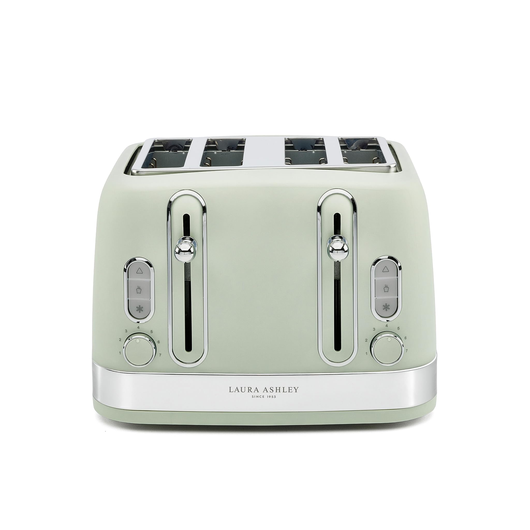 Laura Ashley Sage Leaf 4 Slice Toaster with Wide Slots - Easy to Use Multi Functional Bread Toaster 4 Slice with High Lift Lever, 7 Browning Levels, Independent Dual Controls, Defrost & Reheat Modes โ image 1