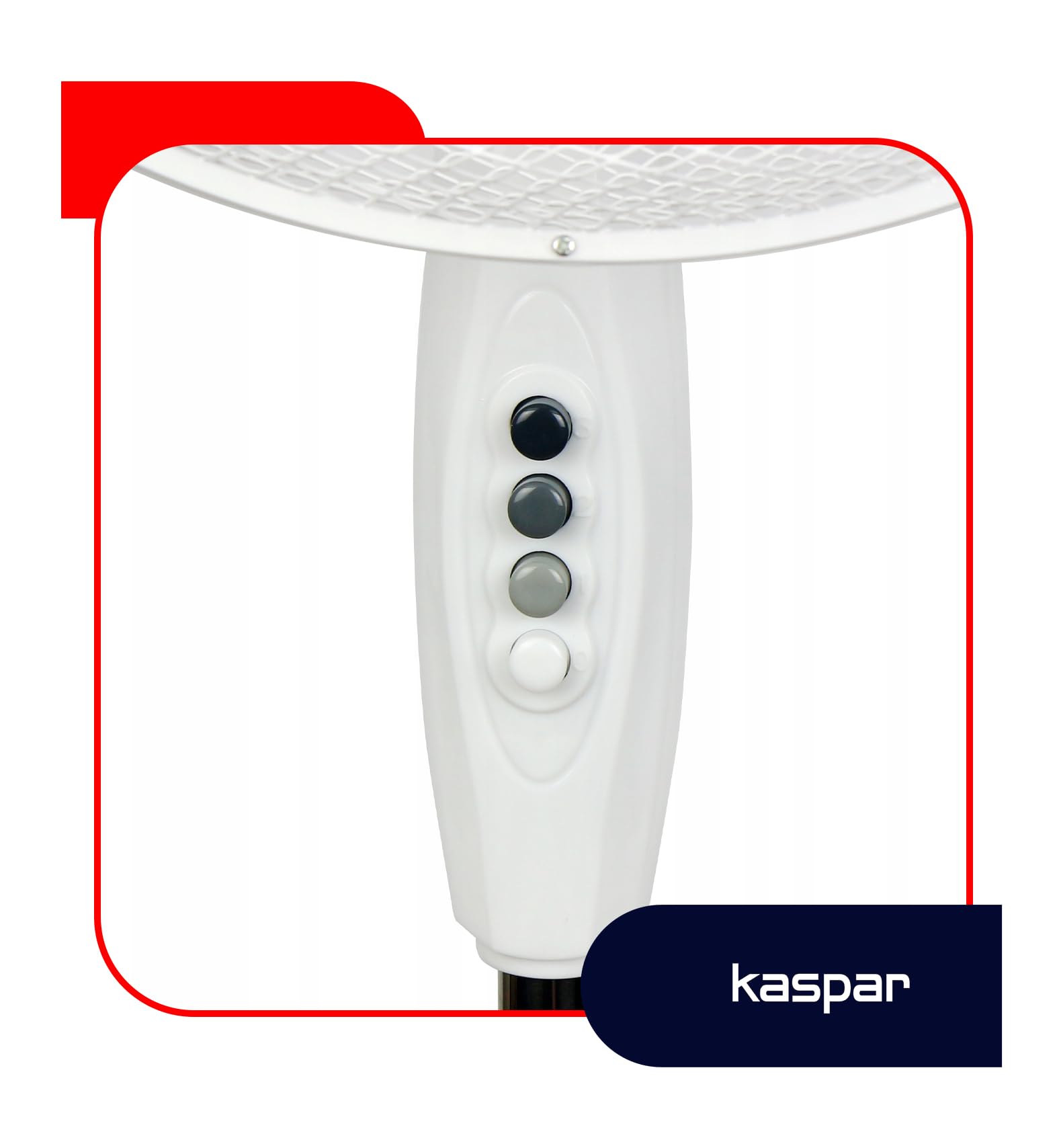 Kaspar Ventilator Standventilator mit 3 Windgeschwindigkeiten Oszillationsfunktion Schwenkfunktion 40 W 40 cm Durchmesser Höhenverstellbar Kreuzfuß Weiß