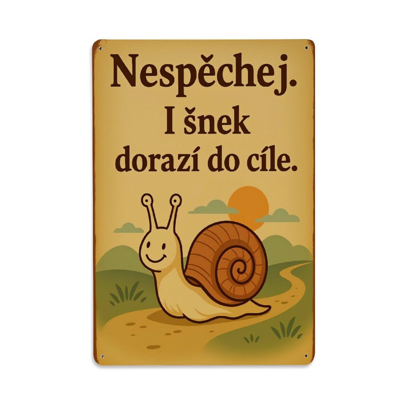 Snail Path Sun Sky Hills Retro Metal Tin Sign, Vintage Decor Art Poster for Bar, Home, Man Cave, Kitchen, Laundry Room Gift 8x12Inch