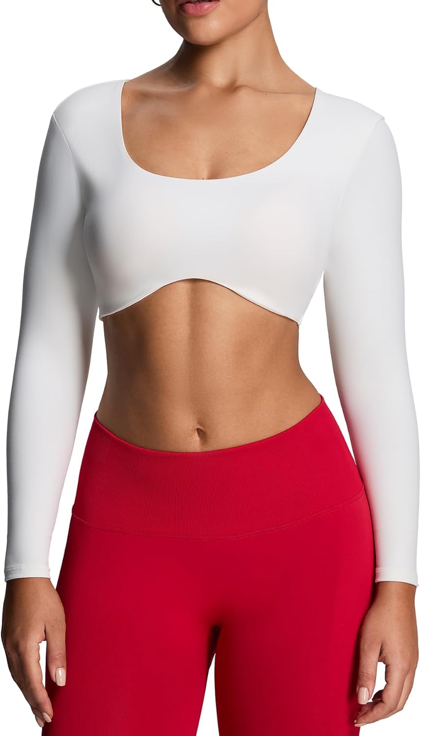 Aoxjox Long Sleeve Crop Tops for Women Define Sculpt Workout Cropped T Shirt Top