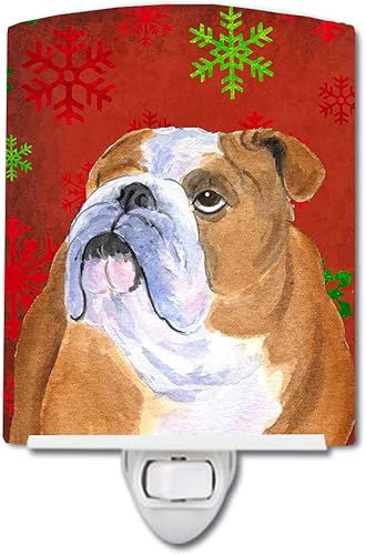 Caroline's Treasures SS4698CNL Bulldog English Red and Green Snowflakes Holiday Christmas Ceramic Night Light, 6x4x3, multicolor Caroline's Treasures SS4698CNL Bulldog English Red and Green Snowflakes Holiday Christmas Ceramic Night Light, 6x4x3, multicolor