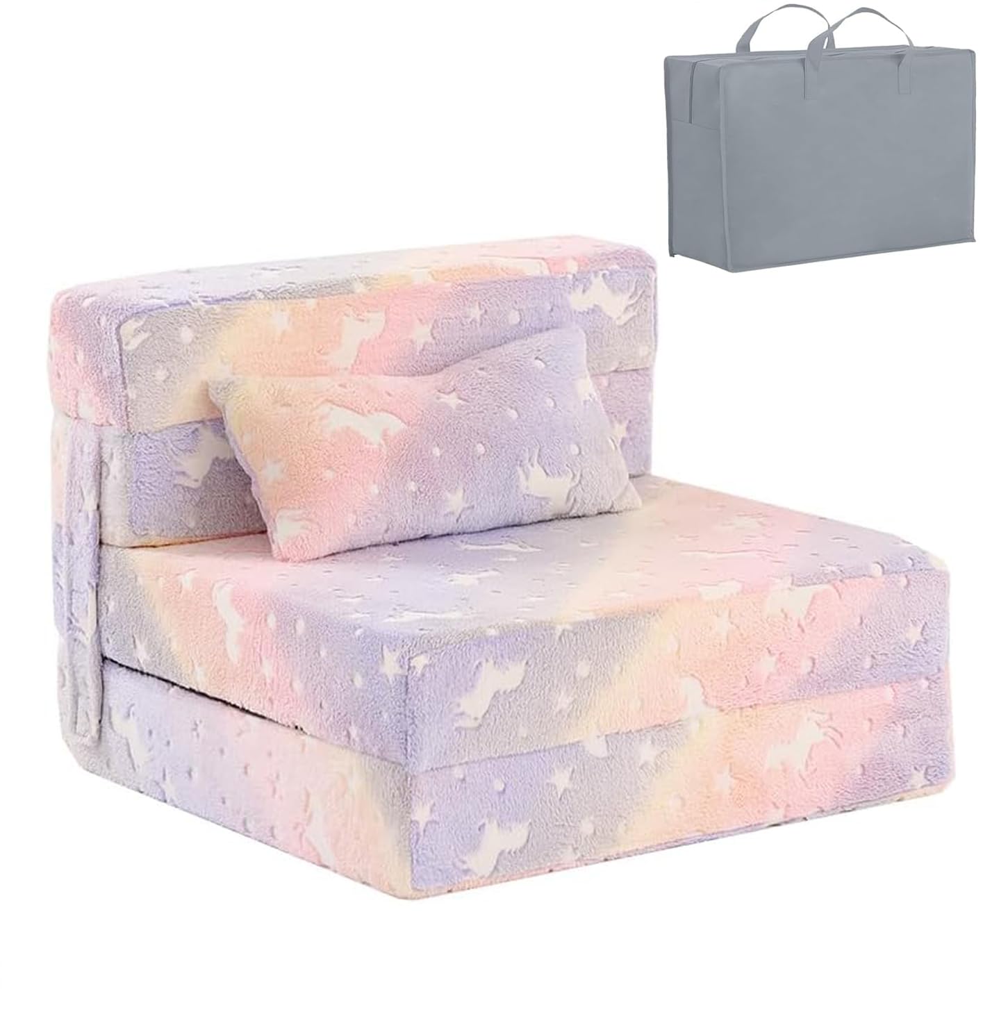 YOTATING Glow in The Dark Modular Play Couch, Purple Pink Horse Lounge Sofa, Foldable Foam Furniture & Activity Mat