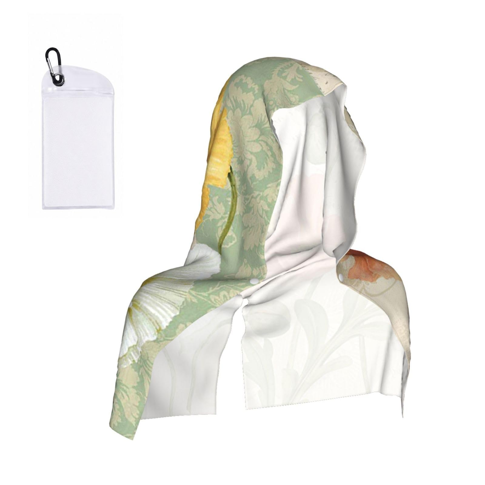 EZDLOWVBA Pastel Poppies Print 2 Pack Cooling Hoodie Towels,Sports Headscarf, Neck Wrap Scarf,Breathable Cooling Towel For Neck And Face, Travel, Swimming, Training