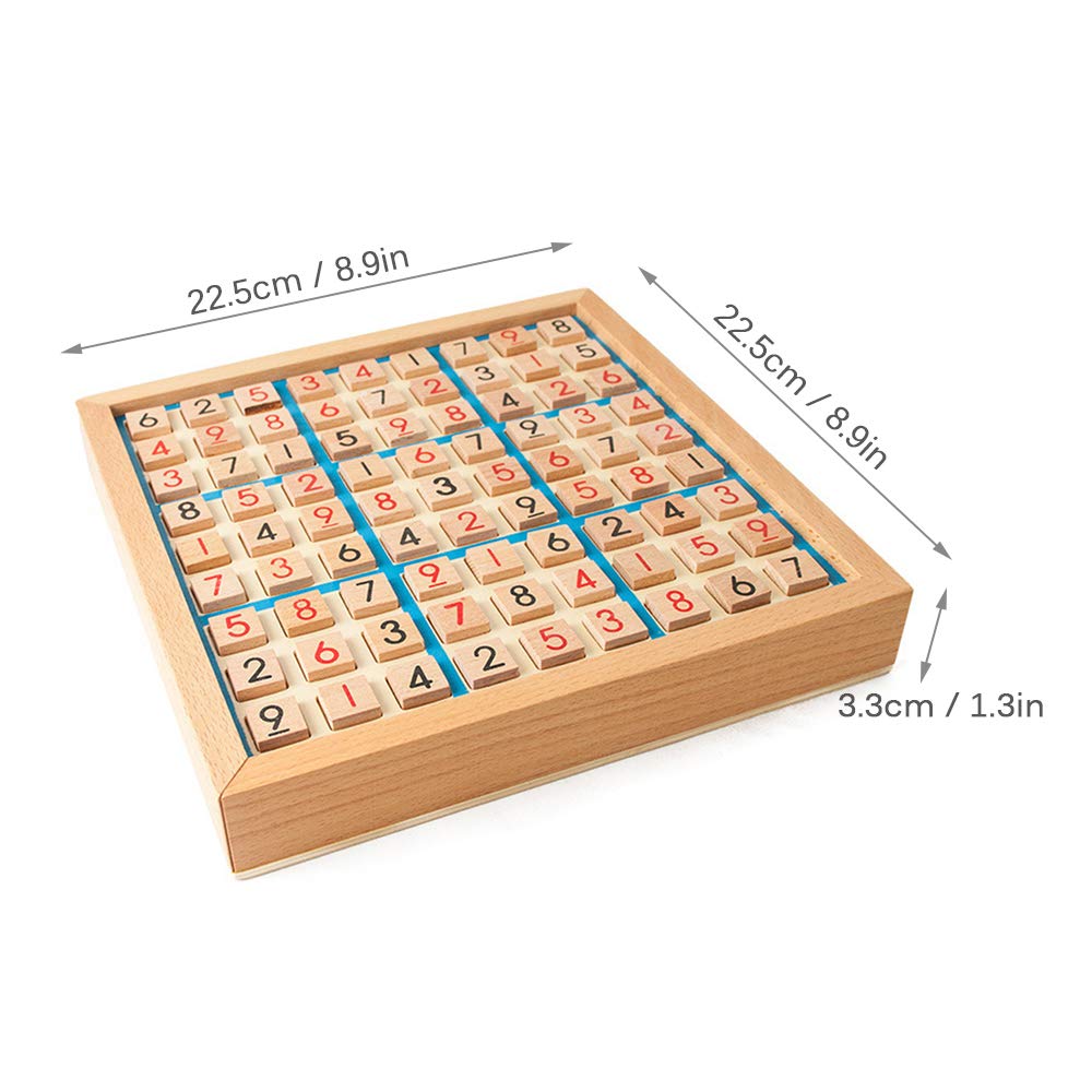 Lixada Juego de Rompecabezas de Madera Sudoku Juego de Sudoku de Madera con Cajón Math Brain Teaser Juguetes de Escritorio