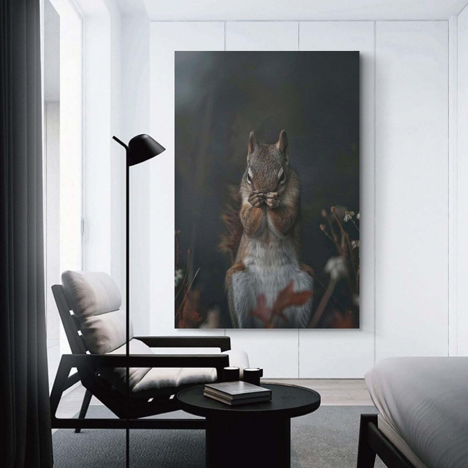 Junmoney Unframe-Style-11 Canvas Wall Art Squirrel Hiding In The Woods, 20X30inch(50X75cm), For Bedroom, Lounge Or Dressing Area, Canvas Wall Decor For Personal Spaces