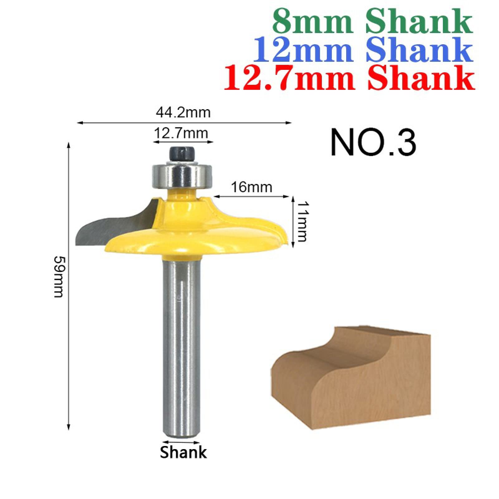 4 pezzi 8mm/12mm/12,7mm gambo del cassetto del router bit set tondo sopra bordare bordo mulino fresa legno fresa in metallo duro lavorazione del legno,gambo 8mm