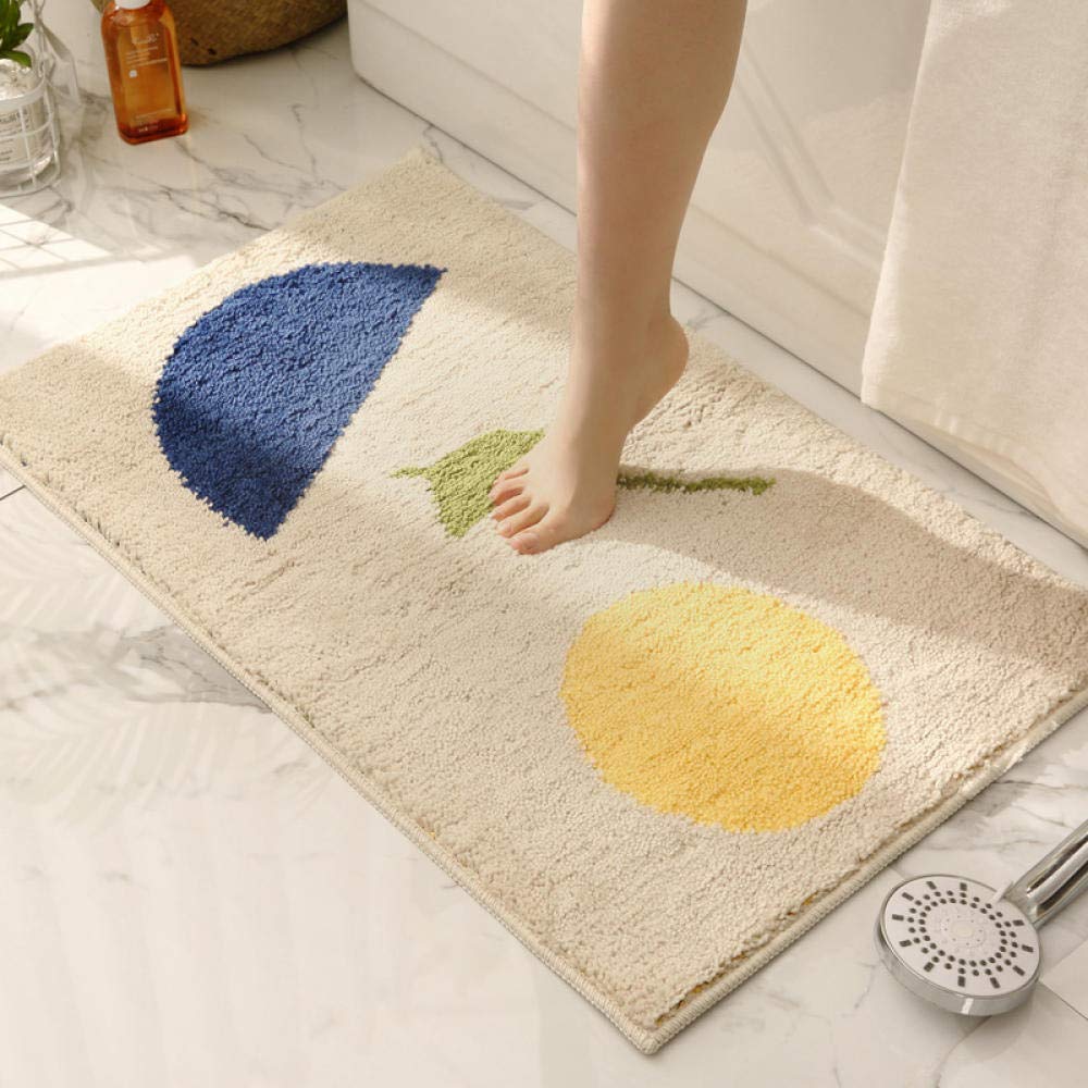 Alfombra de baño antideslizante Alfombra de baño azul crema amarilla, alfombrillas de baño de microfibra suave, alfombrillas de baño antideslizantes, alfombra de baño lavable a máquina Ultra absorbent