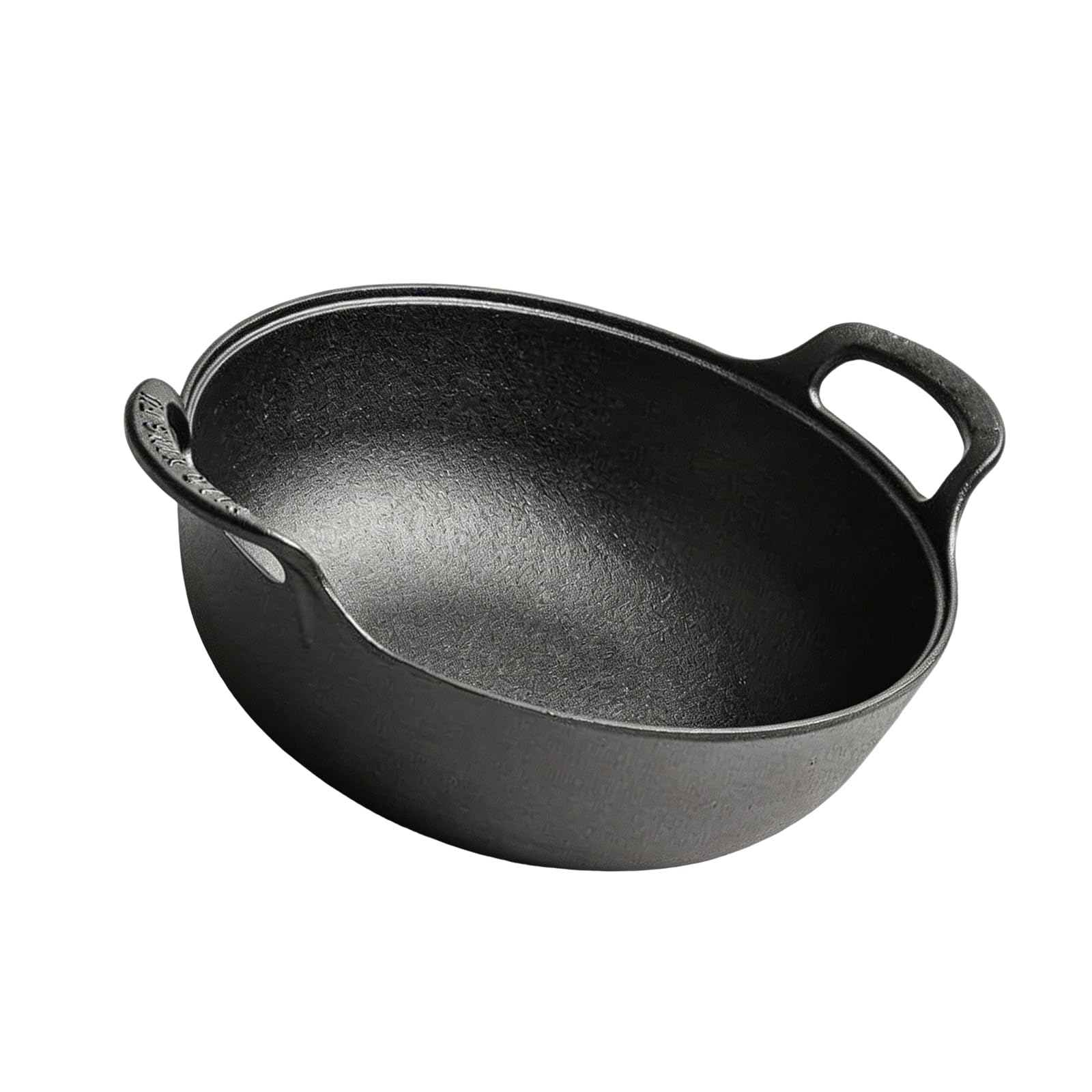 PURPLELILY Professional Cast Iron Wok Pan with Double Handle Multipurpose Saute Pan Frying Pots for Stir Fry and Sauteing Stovetop to Oven Fryingpan
