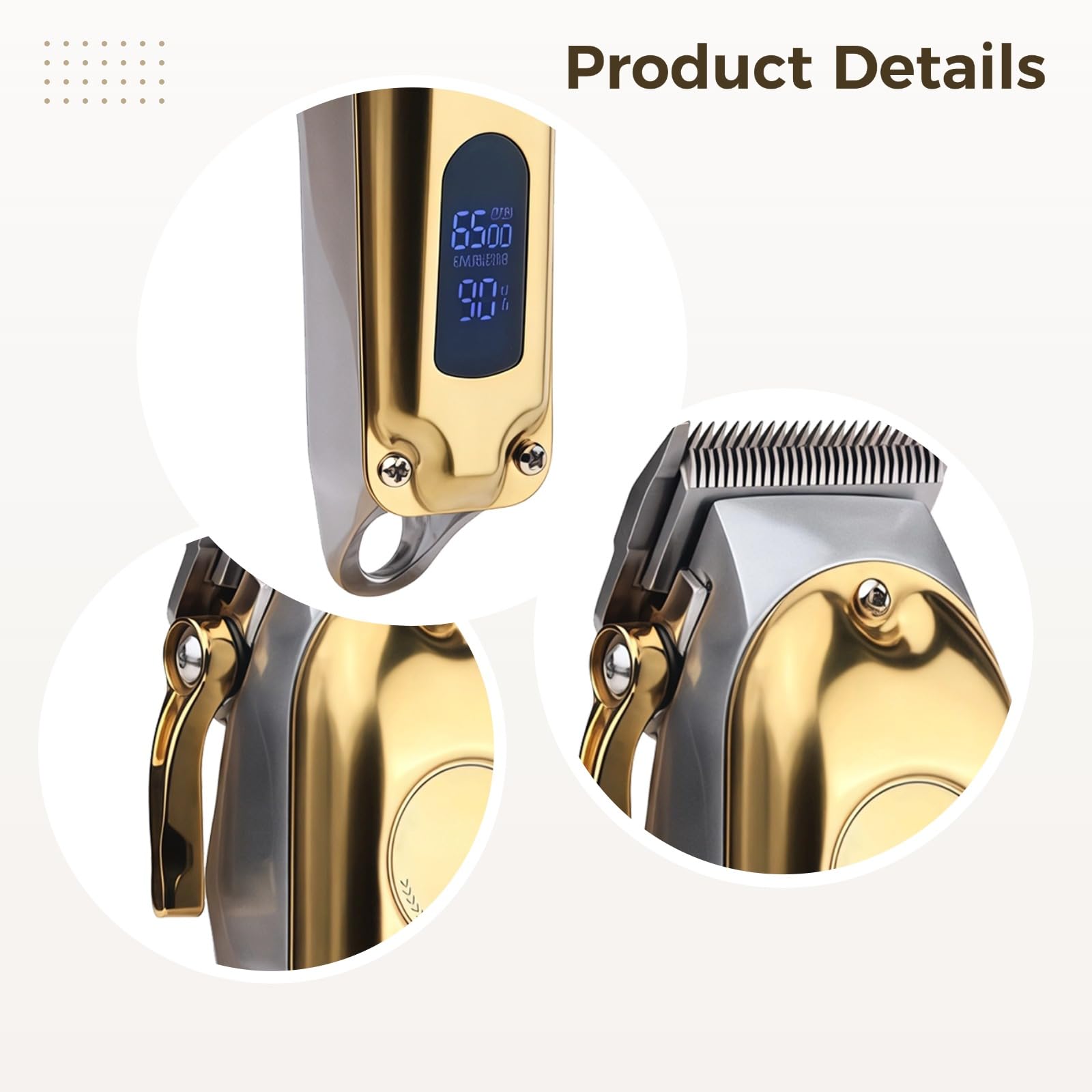 Cortapelos eléctrico para hombre, maquinilla de afeitar profesional de cabeza calva con hoja de acero de precisión, cuerpo de acero inoxidable dorado y plateado, recortadora recargable por USB