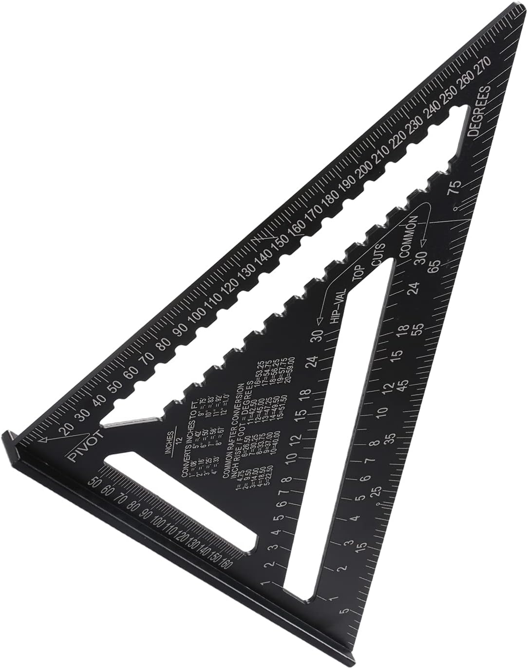 Auniwaig Triangle Angle Ruler 15.75 inch Aluminum Alloy Protractor Trammel Woodworking Measuring Layout Tool Angle Protractor for Carpenter Engineer 1pcs