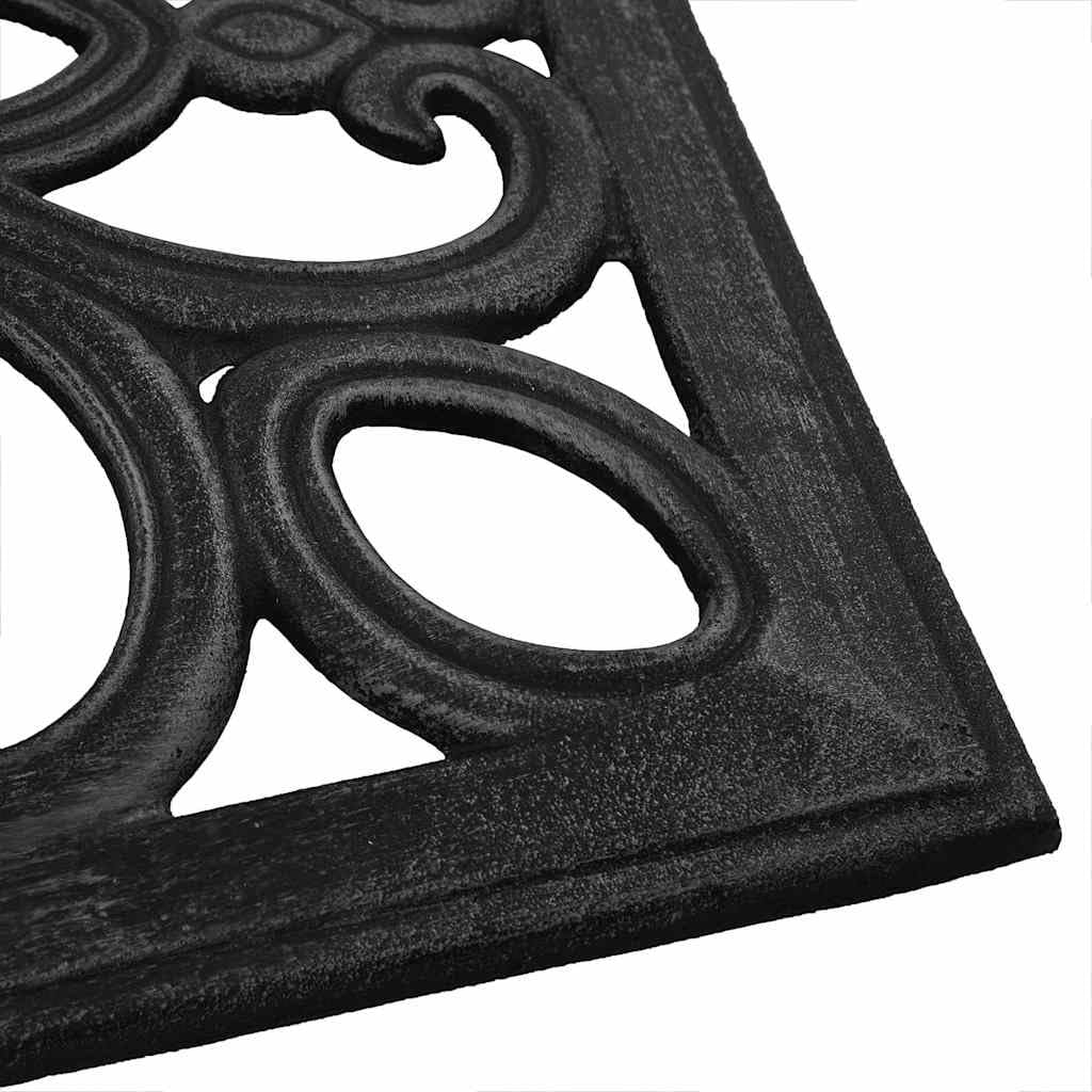 Supporto per ombrellone nero, in ghisa, 47 x 47 x 33 cm, con adattatore per aste da 35/38/48 mm, per balcone, terrazza, giardino, base stabile con motivo floreale decorativo e peso robusto