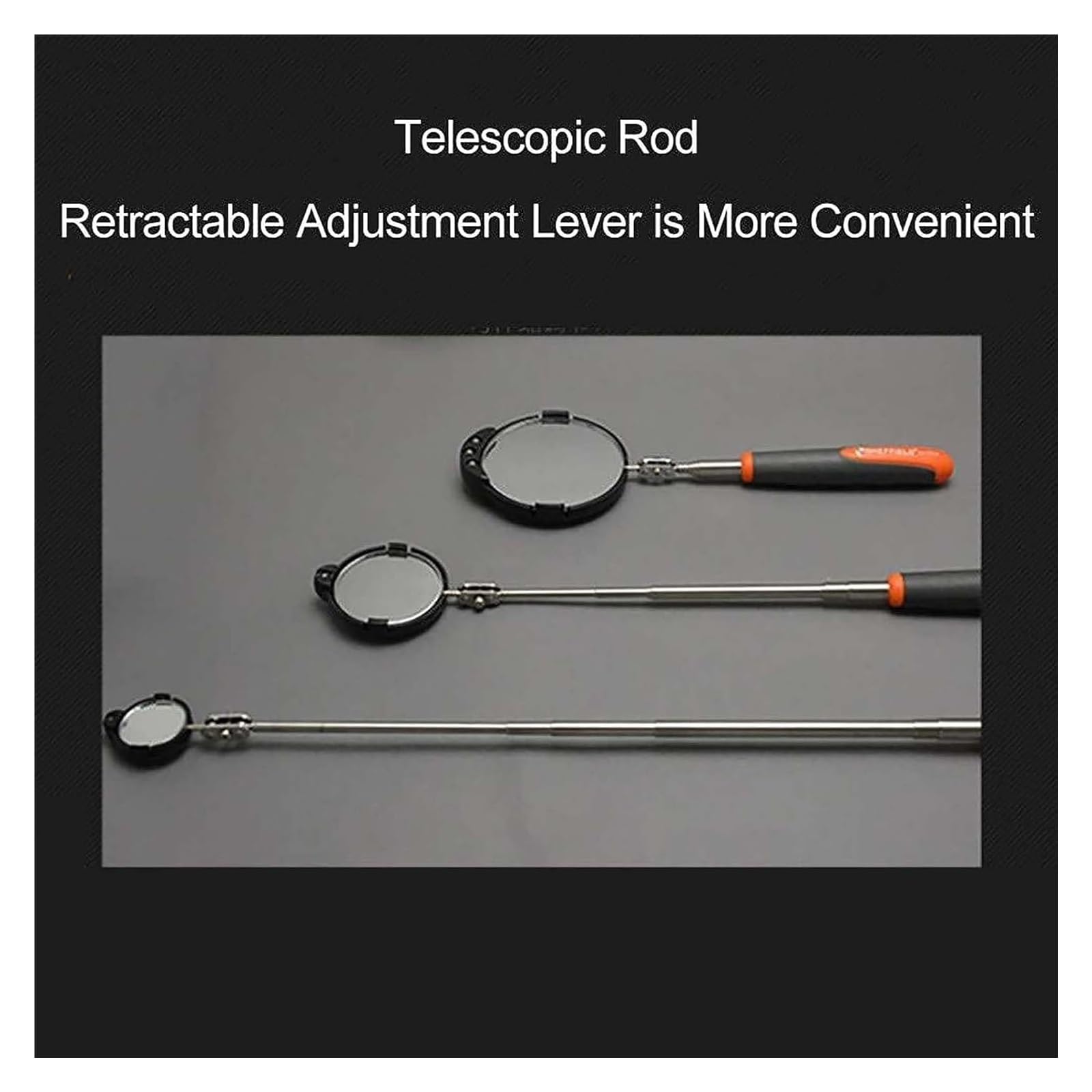 Espejo De Inspección De Bajos del Vehículo, Espejo De Inspección De Bajos del Vehículo con Luz Led para Reparación De Automóviles, Longitud Telescópica