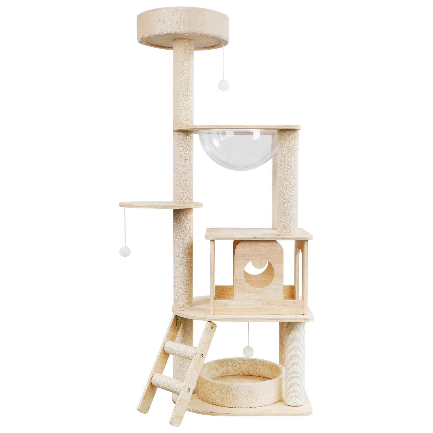 Sthdofrpaits Modern Wooden Cat Tree Tower for Indoor Cats 51in, Multi