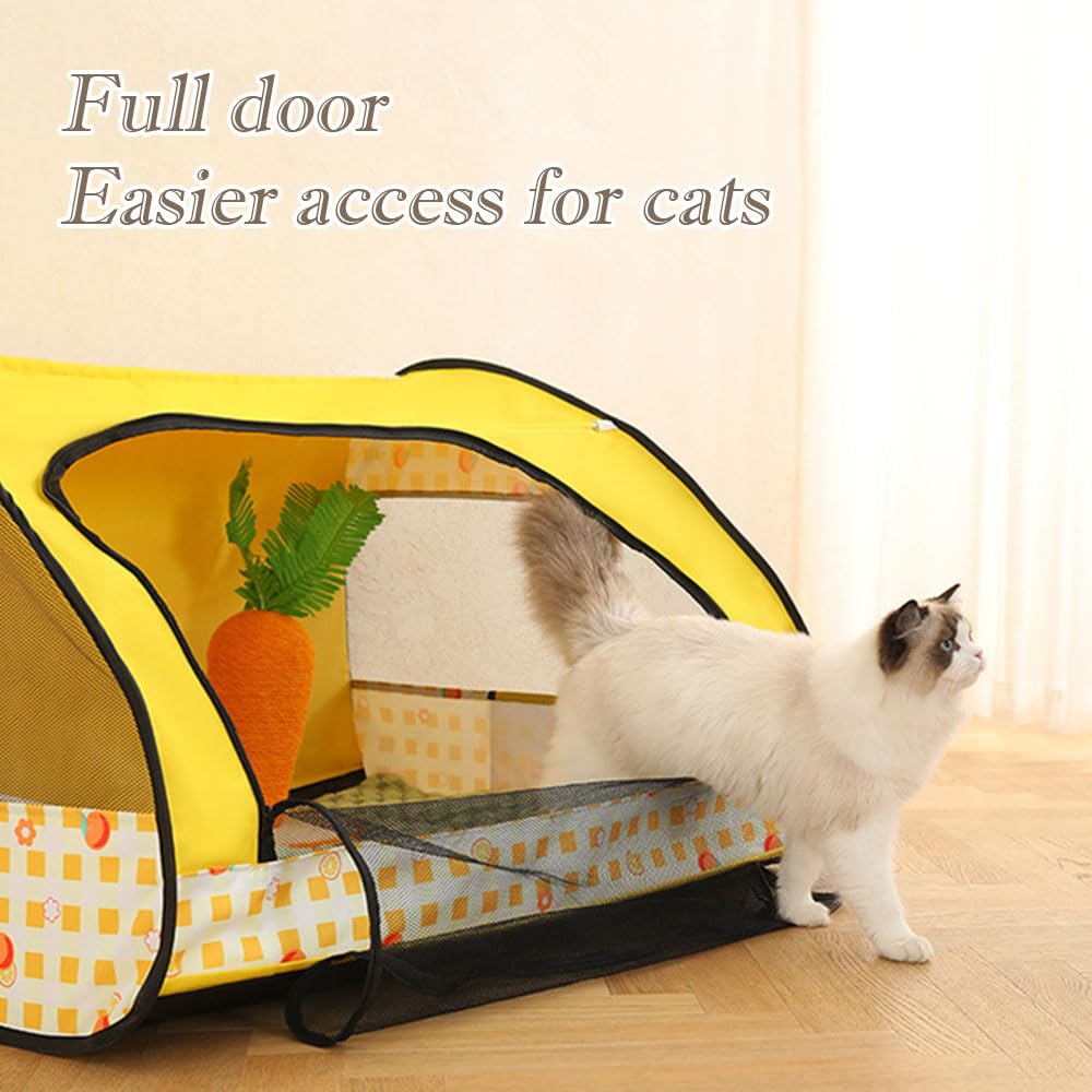 Box portatile per animali domestici, box pieghevole per gatti, multifunzionale, con cerniera, box per cuccioli, gabbia per animali domestici, per uso interno ed esterno in viaggio (giallo, L, 1)