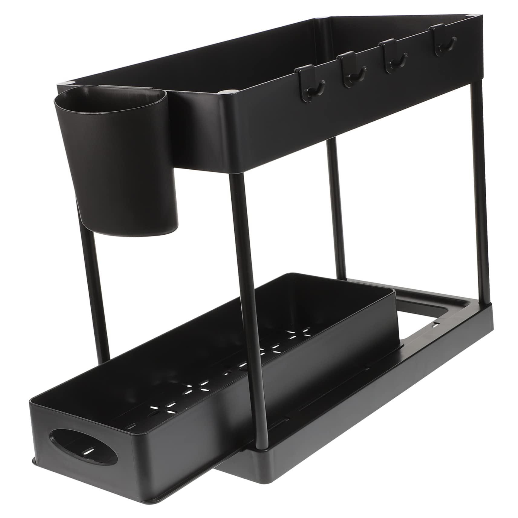 LABRIMP 1set Organizer Sottolavello Cucina Strati con Scorrevole e Ganci Portaoggetti per Bagno e Cucina Soluzione Pratica per Conservare Detersivi e Accessori