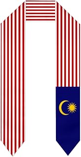 DABOYOZHZH Malaysia Flag Graduation Shawl Sash Stole Wraps Scraf For International Study Pride Women Men