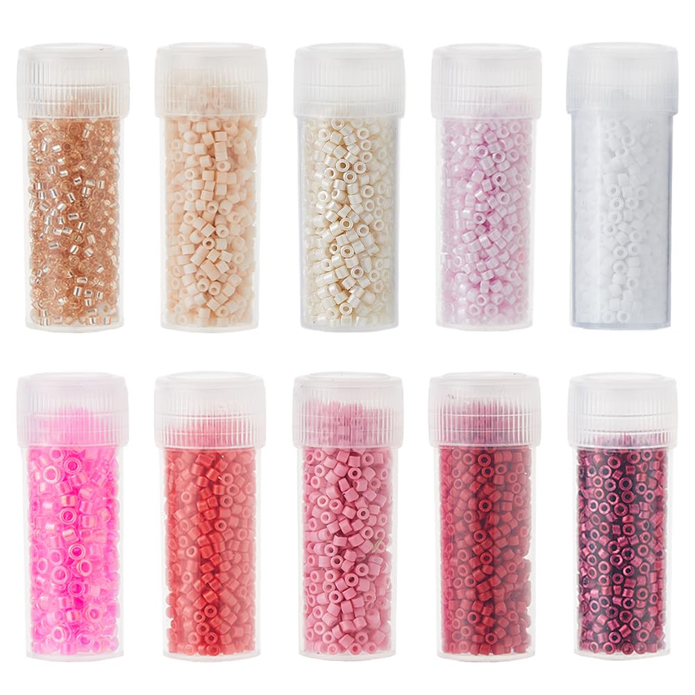 Perles cylindriques en verre de 2 mm assortiment de 10 couleurs pour loisirs créatifs