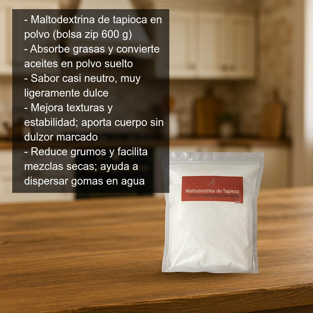 Maltodextrina de tapioca 600 g en polvo para cocina y repostería