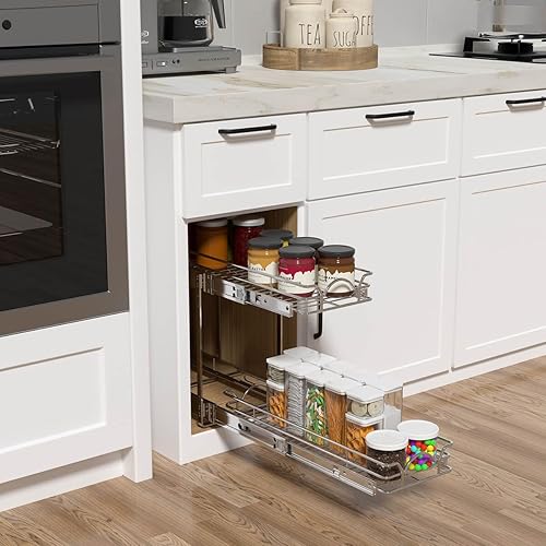 Miniatura 10 de OCG Organizador de armario extraíble de 2 niveles (21.5 pulgadas de ancho x 18 pulgadas de profundidad), cajones extraíbles para armarios de cocina,