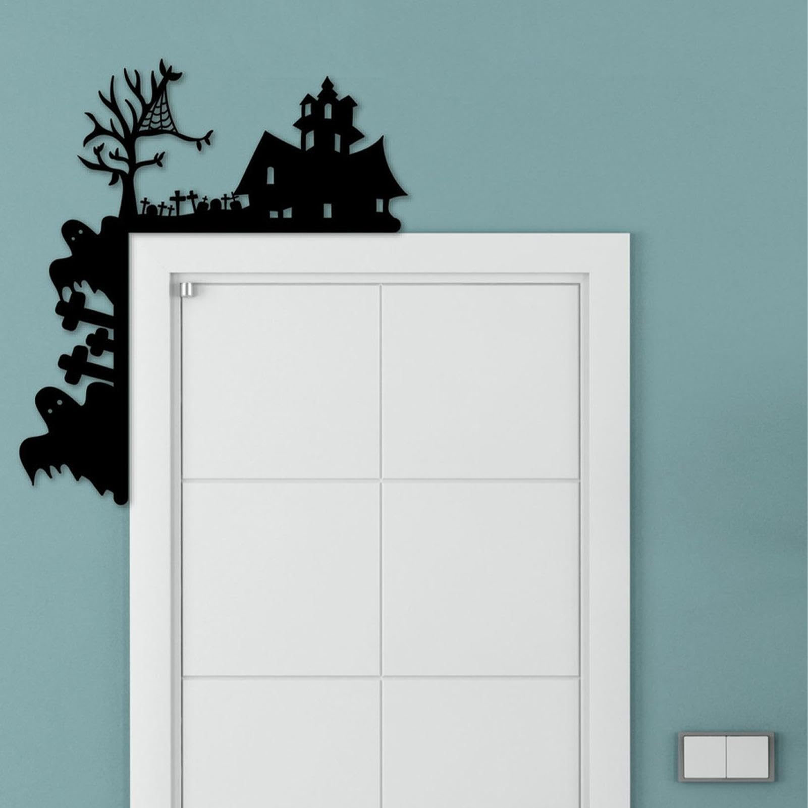 Panneau D'angle De Porte D'Halloween, Cadre De Porte En Métal, Château