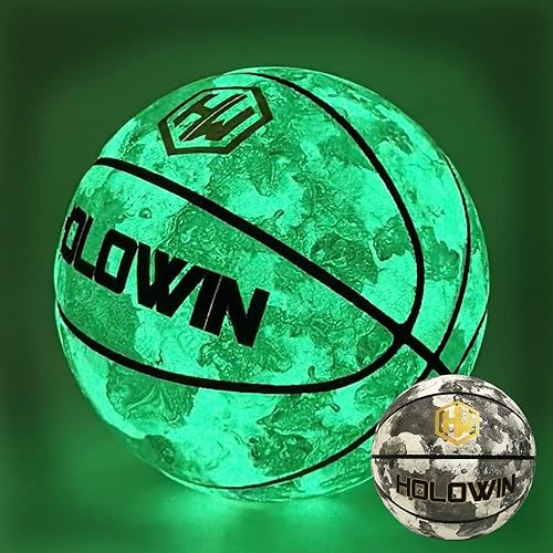 HW HOLOWIN Pelota de cesta luminosa holográfica reflectante brillante para juegos nocturnos, regalo perfecto de HoloHoops juguetes