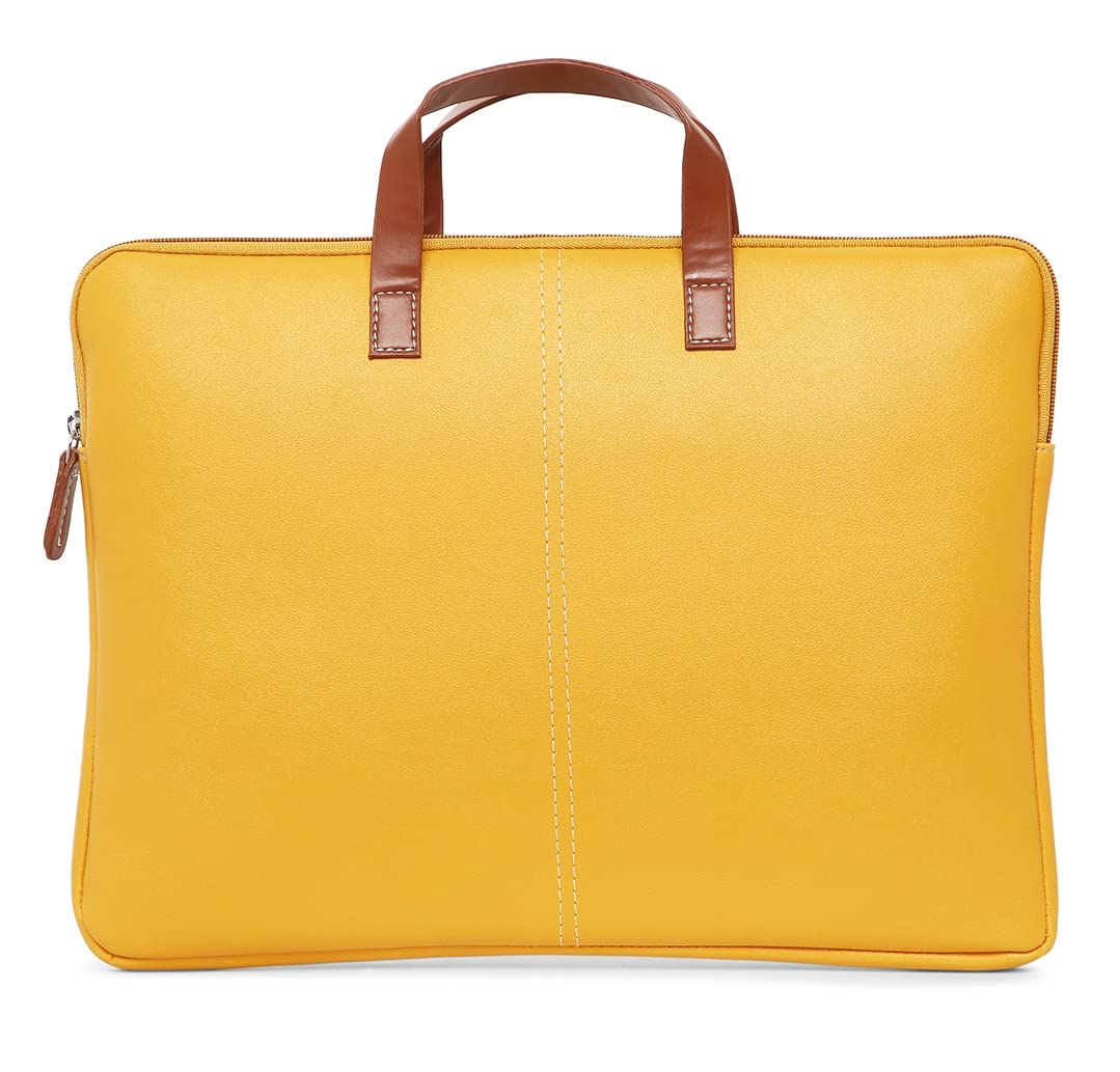 GEPACK Synthetic Leather Laptop Shoulder Bag for College Waterproof Briefcase Bag for Office (Yellow) (B0C5DBFRTW) Amazon Price History, Amazon Price Tracker