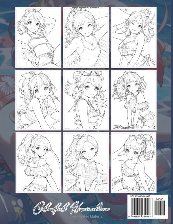 Anime Girls Coloring Book: Summer Vibes Edition | 60 Cute and Easy Pages of Kawaii Characters in Stylish Fashion and Unique Accessories: Perfect Gift ... and Spark Creativity (Anime Coloring Book) image 3