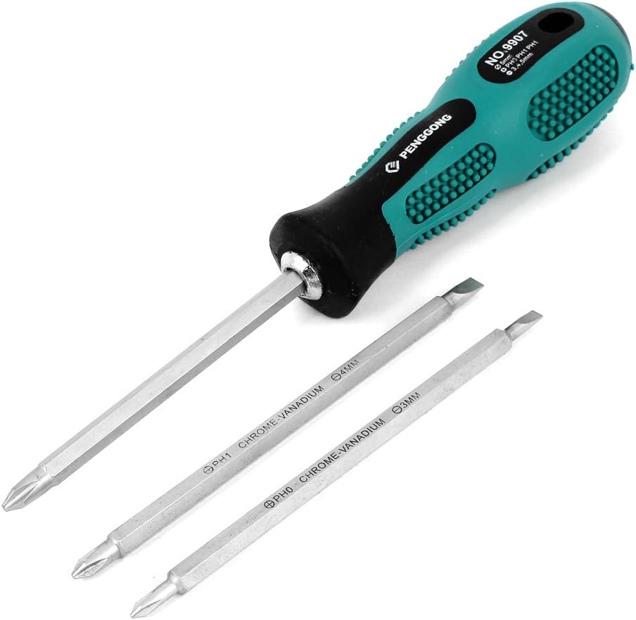 uxcell 3 Pcs Metal 90mm Long Shank Dual Way Flat Head Phillips Screwdriver