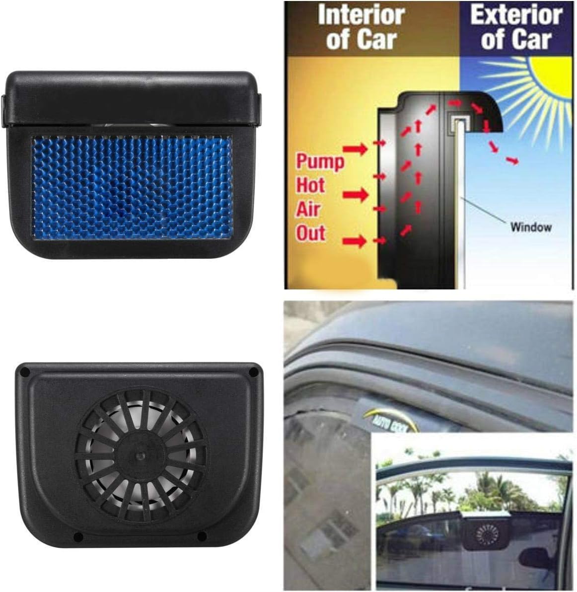 Buy Dealpeak Solar Power Car Air Vent Cooling Fan Window Fan Auto Ventilator Cooler Air Vehicle Radiator Vent With Rubber Stripping Hot Selling Online In Indonesia B07nswzp99
