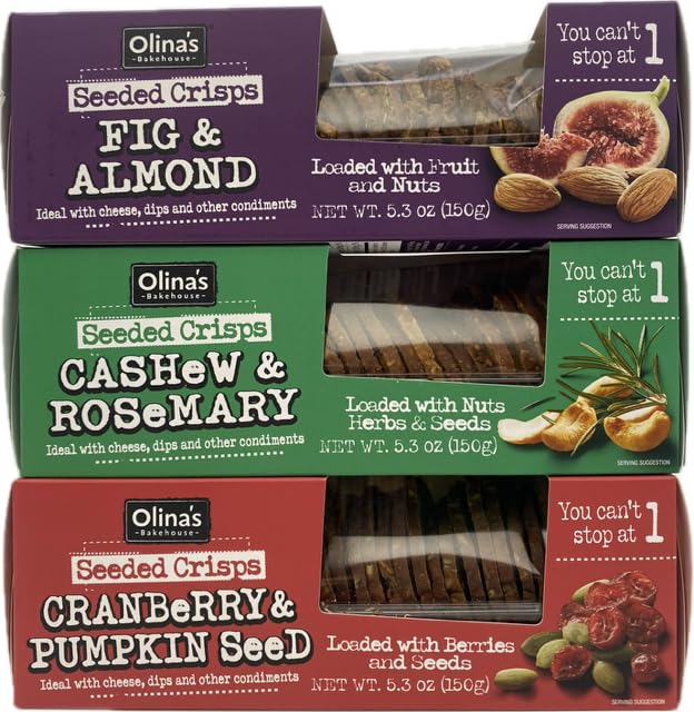 Seeded Crisps Crackers | Cranberry & Pumpkin | Cashew & Rosemary | Fig & Almond