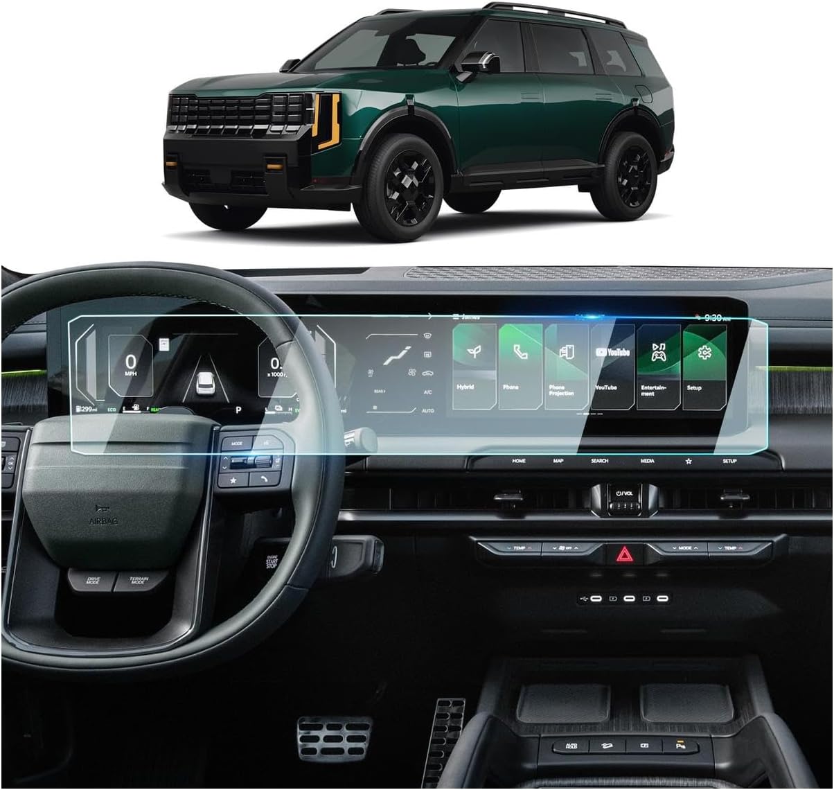 BIXUAN 2027 Telluride Screen Protector For 2027 Kia Telluride All trims Dual 12.3" Touchscreen 2027 Telluride Accessories 9H Tempered Glass [NO Fingerprint&Scratches]
