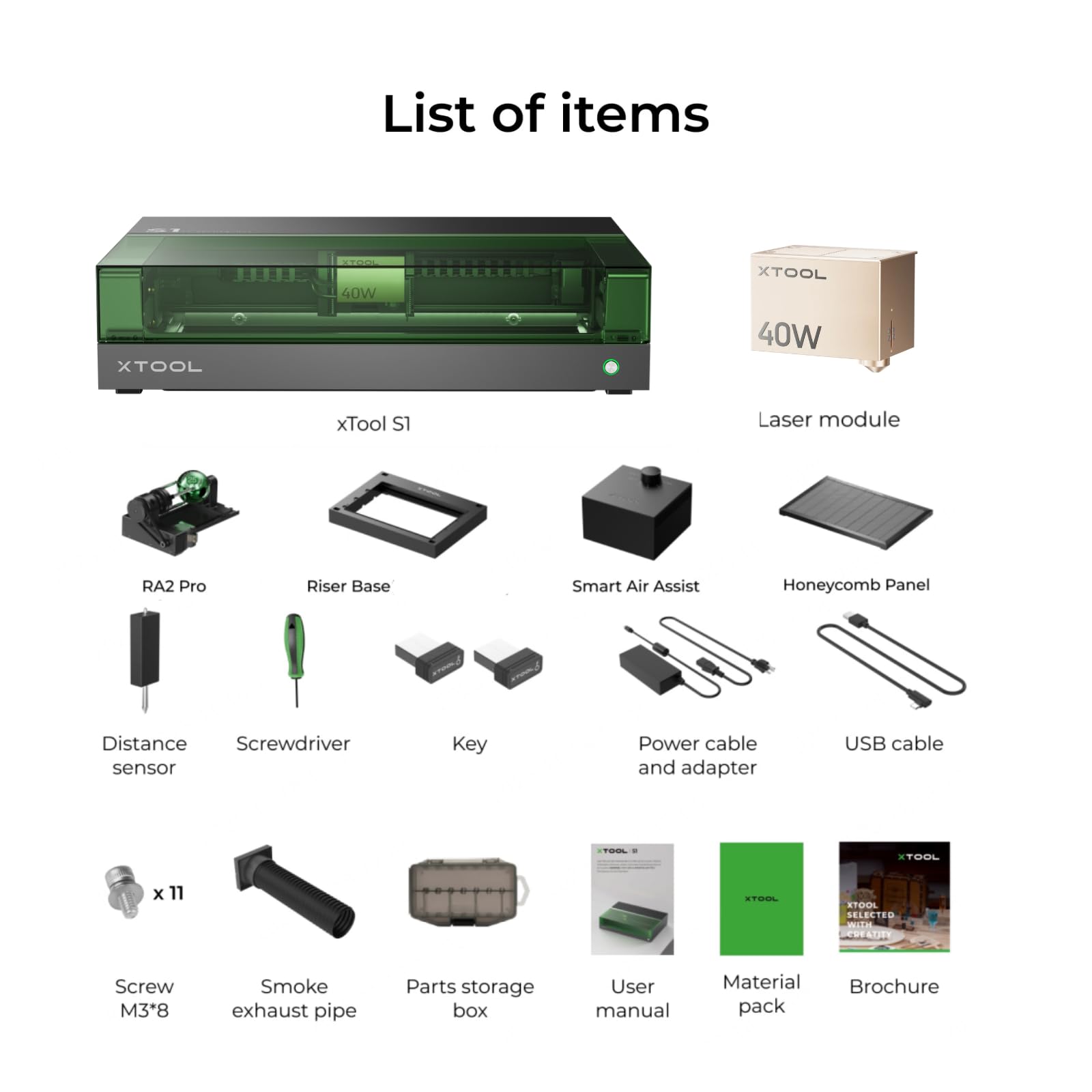 xTool S1 40W Laser Cutter and Laser Engraver for Tumblers, 23.93" x 15.16" Bed Size, 600mm/s Speed, Laser Engraving Machine, Laser Engraver for Wood and Metal, Acrylic, Big Project - Rotary Bundle