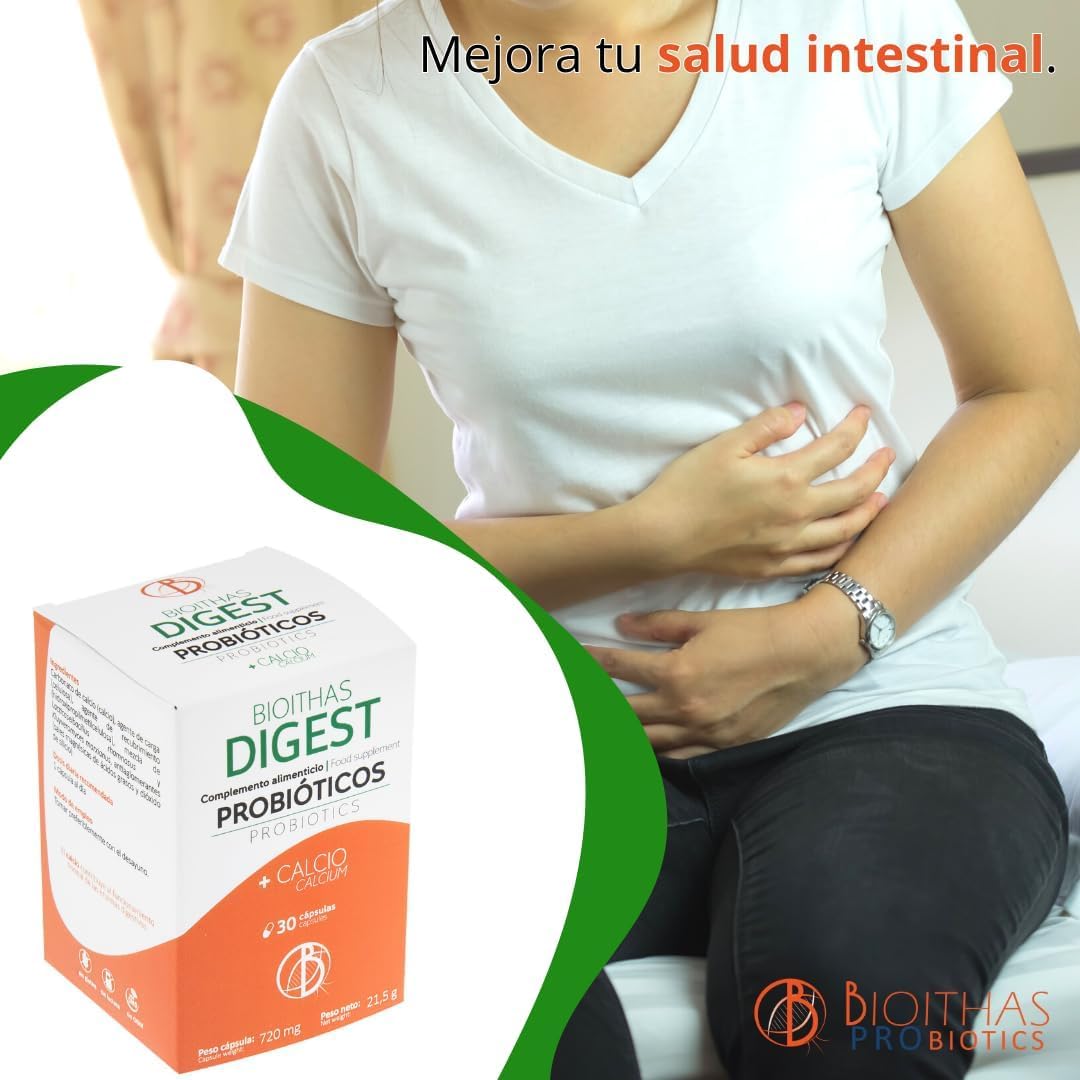 DIGEST - Probióticos Intestinales y Calcio [Cepas seleccionadas mediante Estudios Clínicos] Salud Digestiva,Diarrea,Colón Irritable,Hinchazon Abdominal. 90 Cápsulas