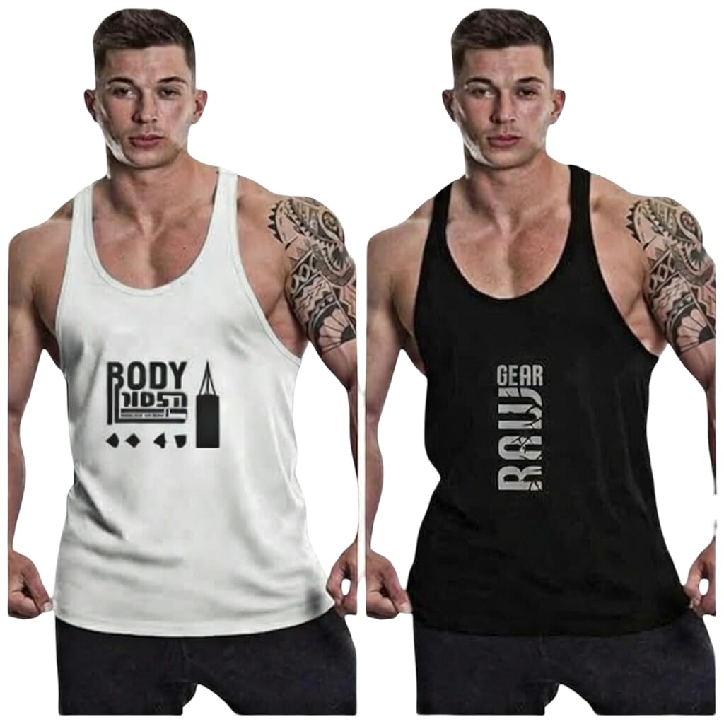 furrr Men's Gym Vest for Bodybuilding | Printed Gear Stringer Tank Top | Muscle & Training Wear Pack of 2-picture-36